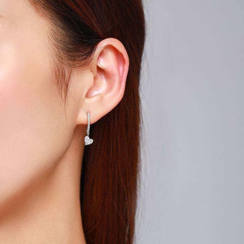 Wholesale S925 sterling silver heart-shaped love pendant earrings