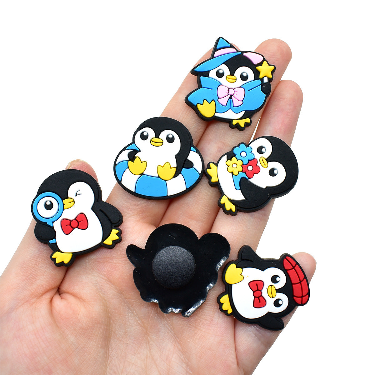 Wholesale   Random 100pcs Creative Cartoon Penguin Series PVC Soft Rubber Shoe Buckle Decoration