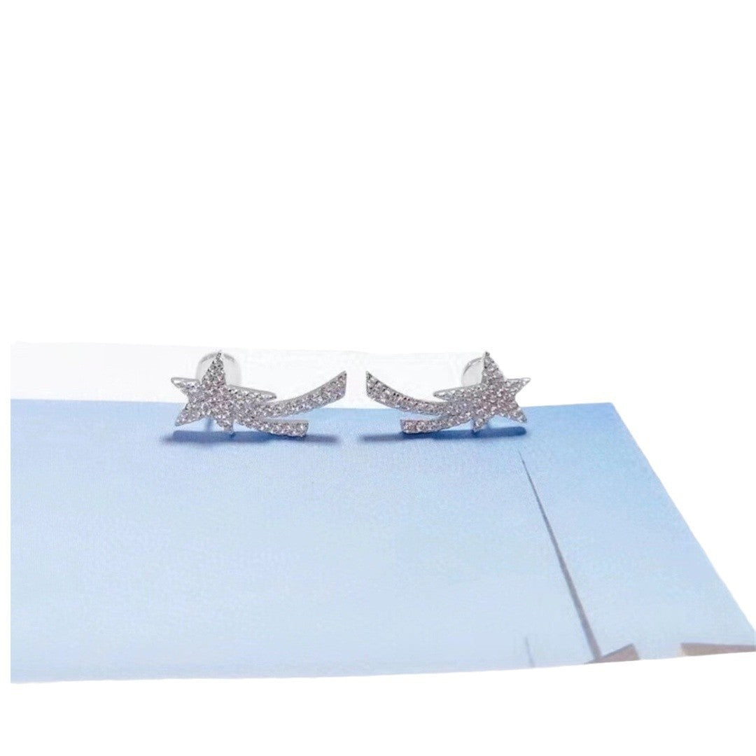 Wholesale Silver Mini Shooting Star Light Luxury Earrings