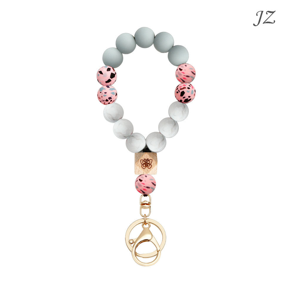 Wholesale Silicone Beads Butterfly Bracelet Bracelet Keychains Wristlet Keychain ACC-KC-Jinz005