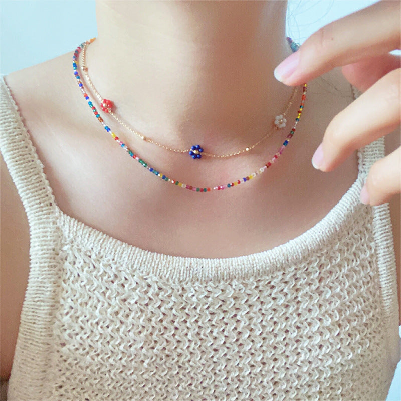 Wholesale  Colorful Zircon Beaded Multi-Dopamine Necklace