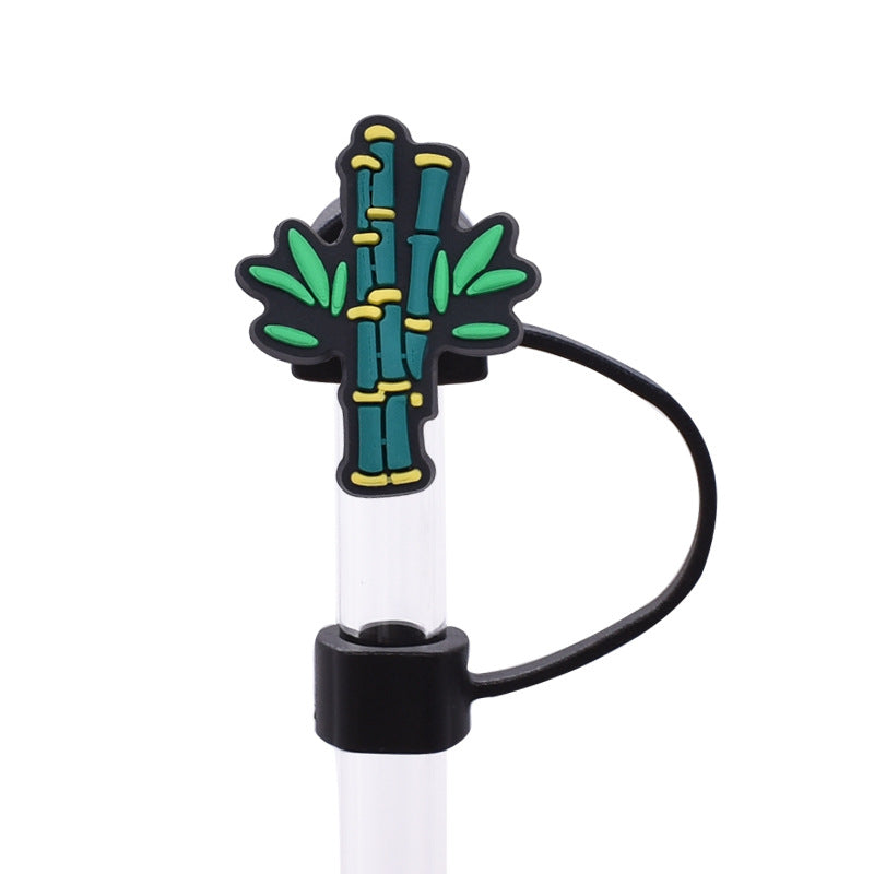 Wholesale Random 100pcs Cute Panda Series PVC Soft Straw Tube Cap