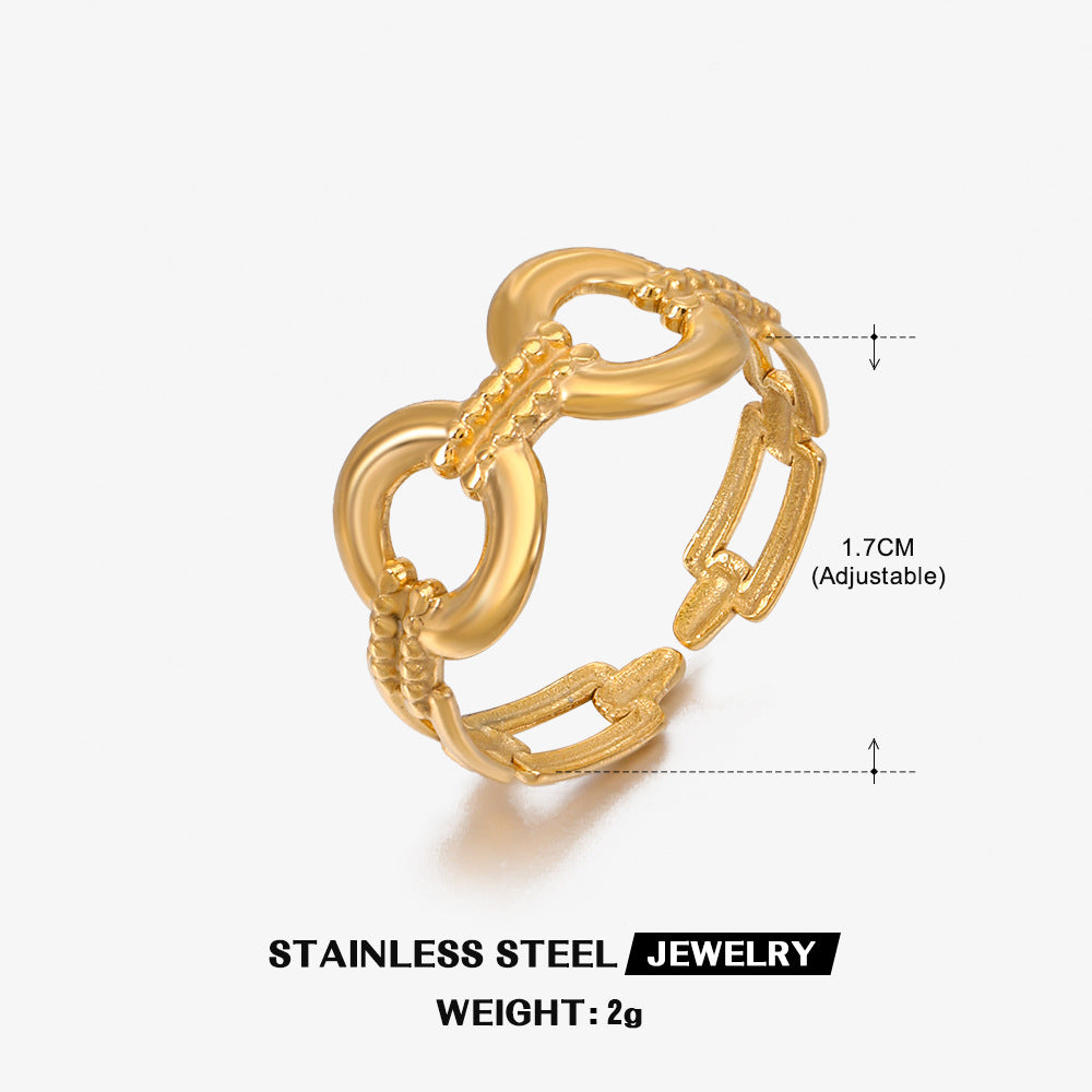 Wholesale Gold Plated Rings Stainless Steel Rings Hollow Open Adjustable Rings ACC-RS-JiaLi007