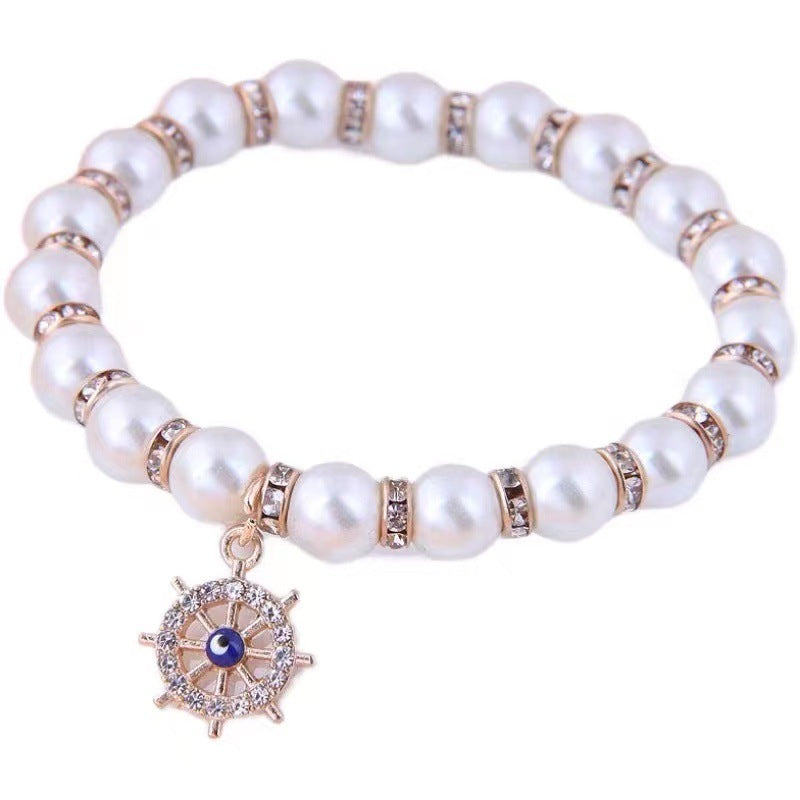 Wholesale Metal Pendant Diamond Pearl Bracelet ACC-BT-Weiy027