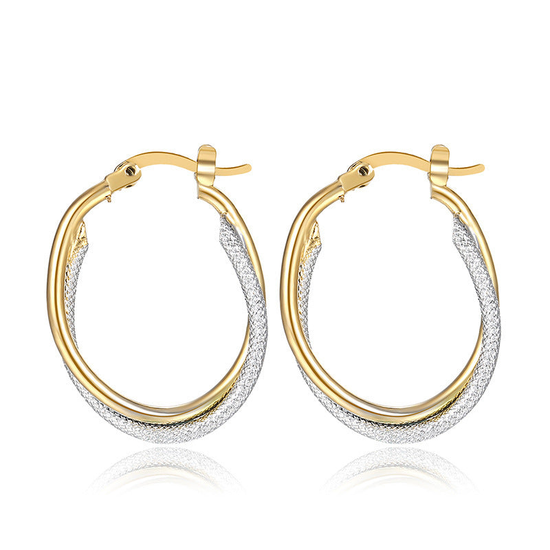 Wholesale Gold and Silver Mixed Color Oval Earrings ACC-ES-MoCai008
