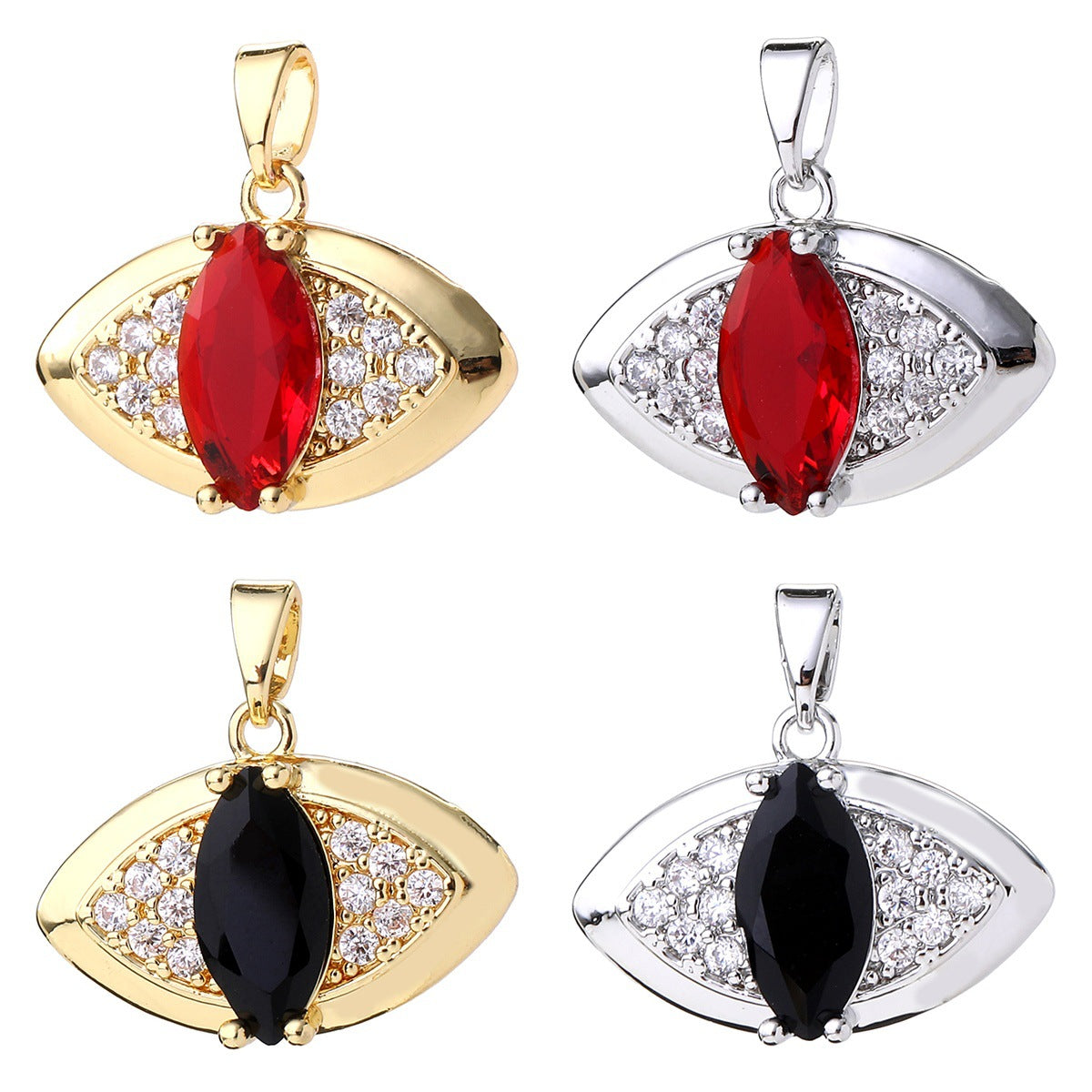 Wholesale 14K Gold Plated Brass Evil Eye Pendant Micro Set Zircon Dark Style Necklace Charm Fashion Accessory For Layering Jewelry Gift Resale