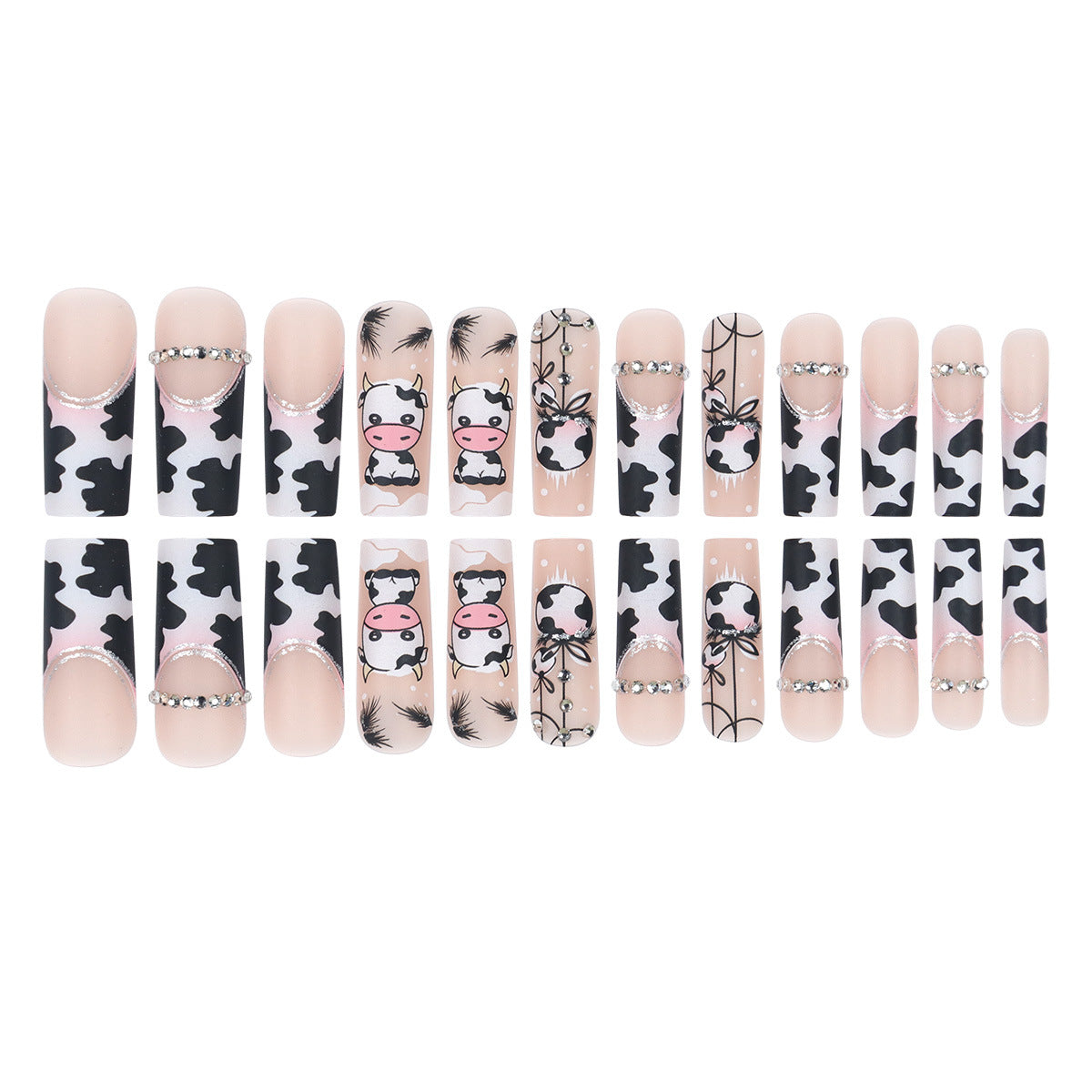 Wholesale 24 Pieces/box Cartoon Cow Press-on Nails Kits Nail Stickers ACC-NS-Shangh001
