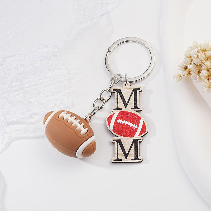 Wholesale Simulated Rugby Keychain Pendant Mother's Day Gift Keychain Sports Event Peripheral Key Pendant ACC-KC-HuiWen008