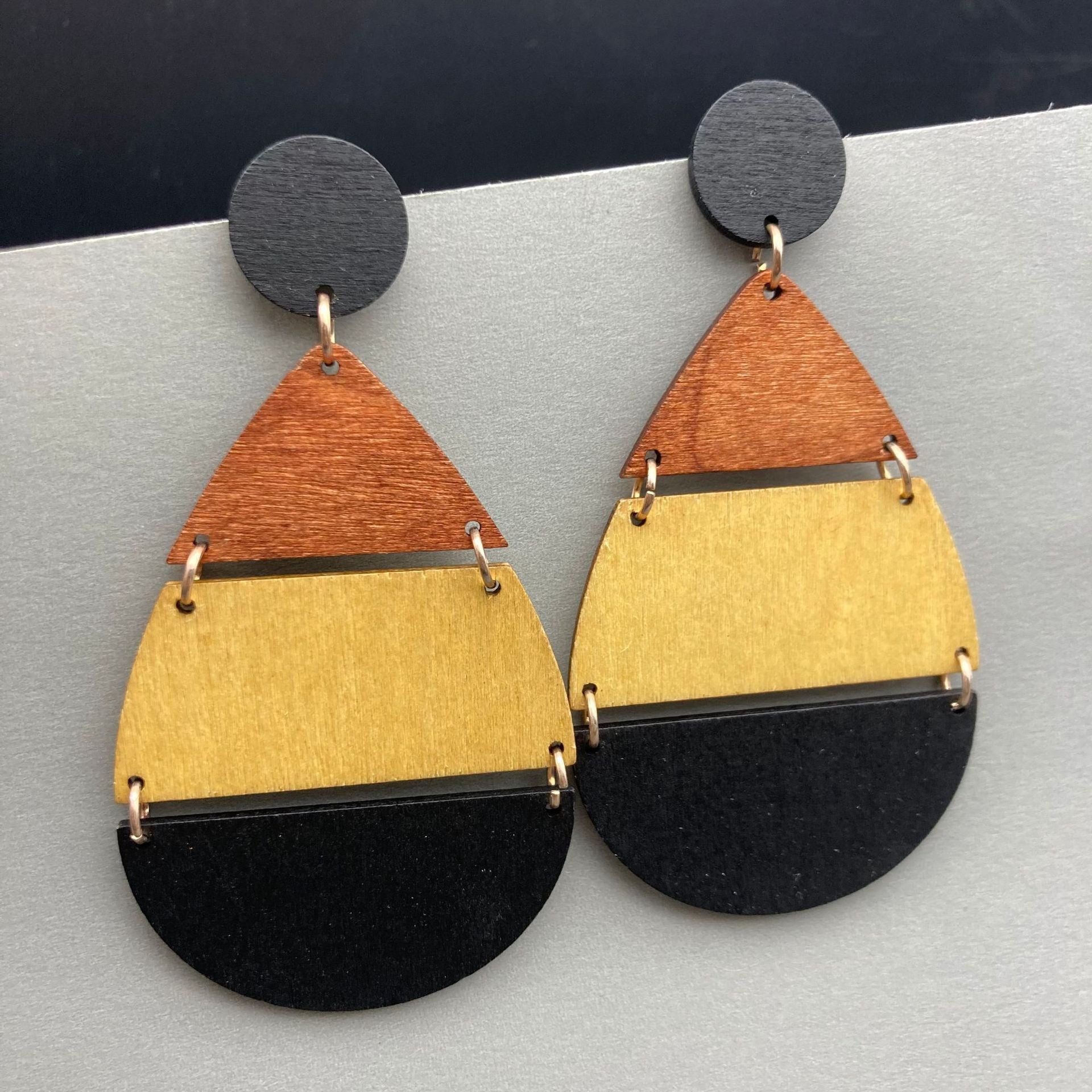 Wholesale Vintage Patchwork Wooden Earrings ACC-ES-FX026