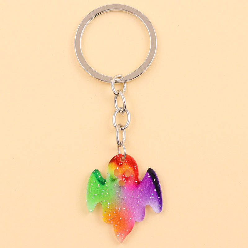 Wholesale Halloween series contrast color spider ghost bat acrylic cartoon keychain