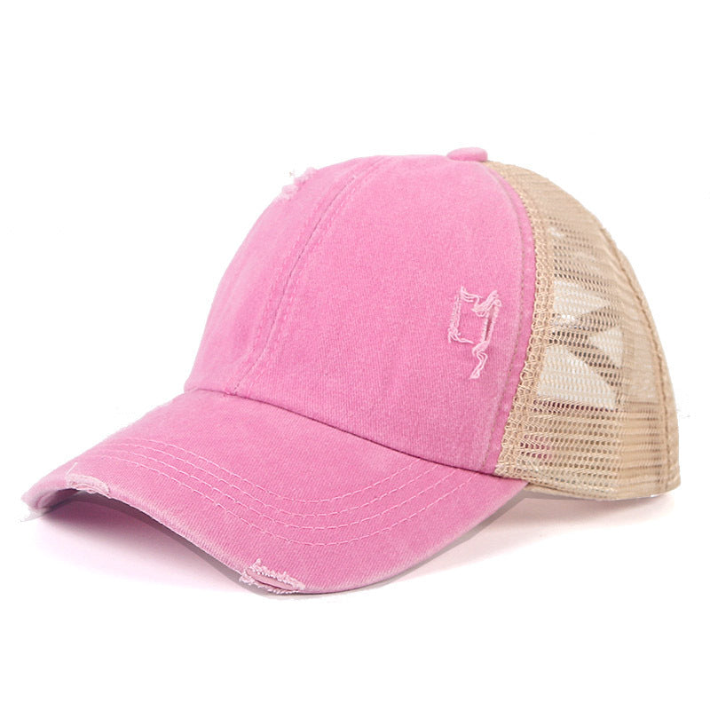 Wholesale Washed Cross Ponytail Baseball Cap Hat ACC-HT-ZhongChang001