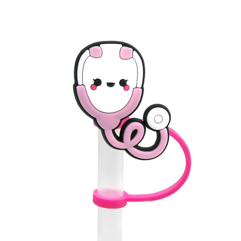 Wholesale 10pcs New Medical Dust Plug Cute Cartoon Straw Cover Straw Tube Cap ACC-SCR-YiBang003