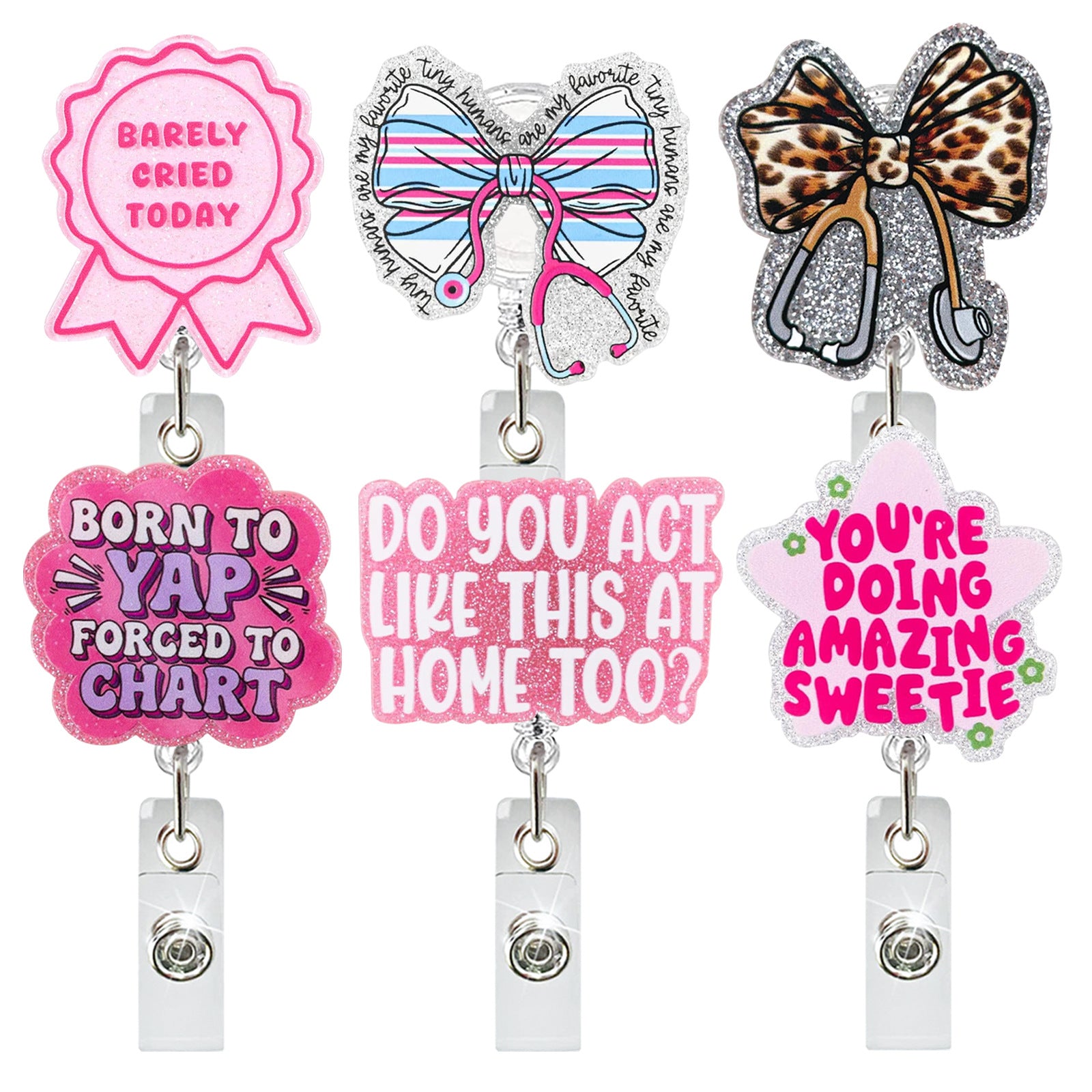 Wholesale acrylic bow English  Badge Reels