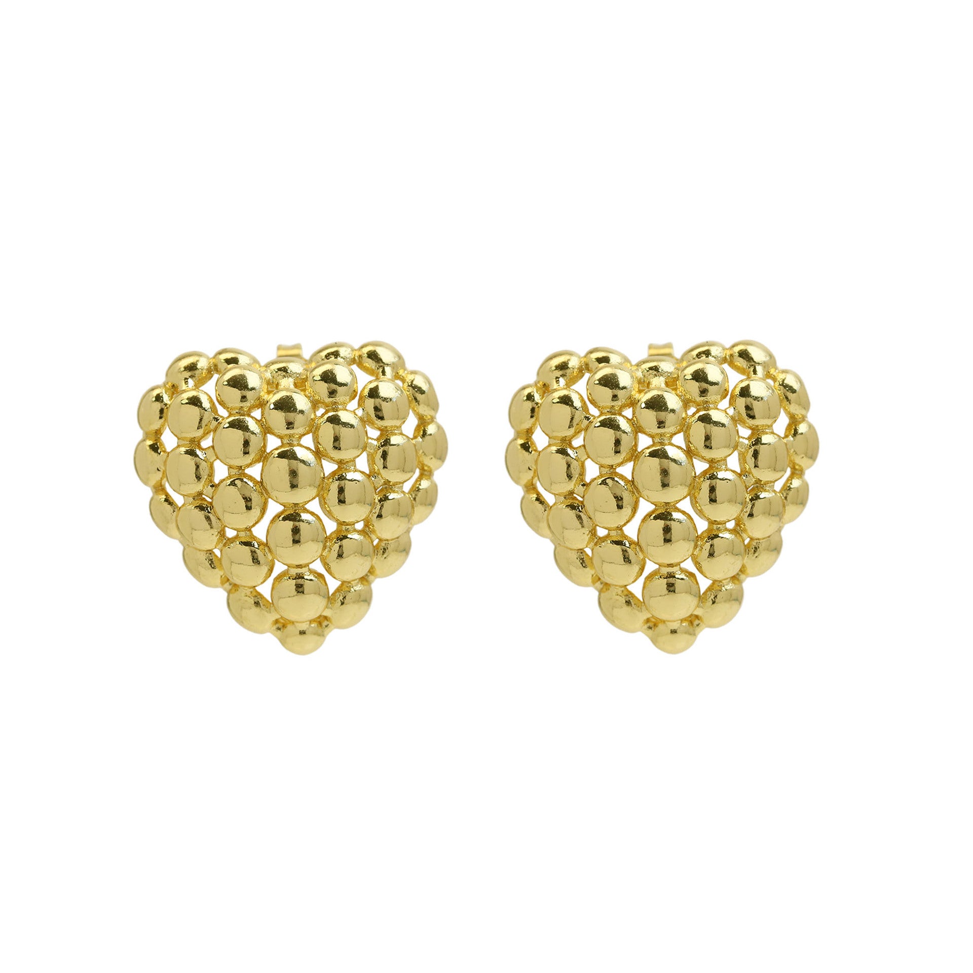 Wholesale  18K beads grid smooth geometric shape heart  earrings