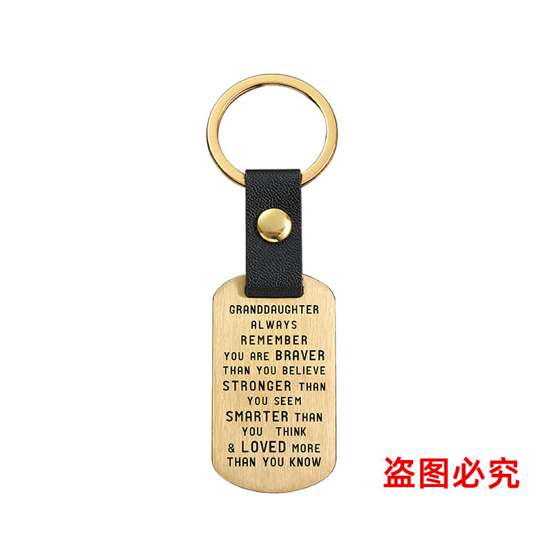 Wholesale Family Gifts Grandchildren Metal Leather Keychains ACC-KC-GangGu025