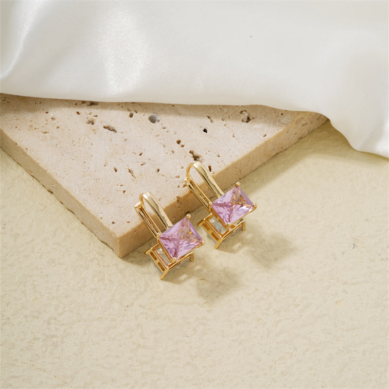 Wholesale Double Sided Square Zircon Earrings ACC-ES-MOXI003