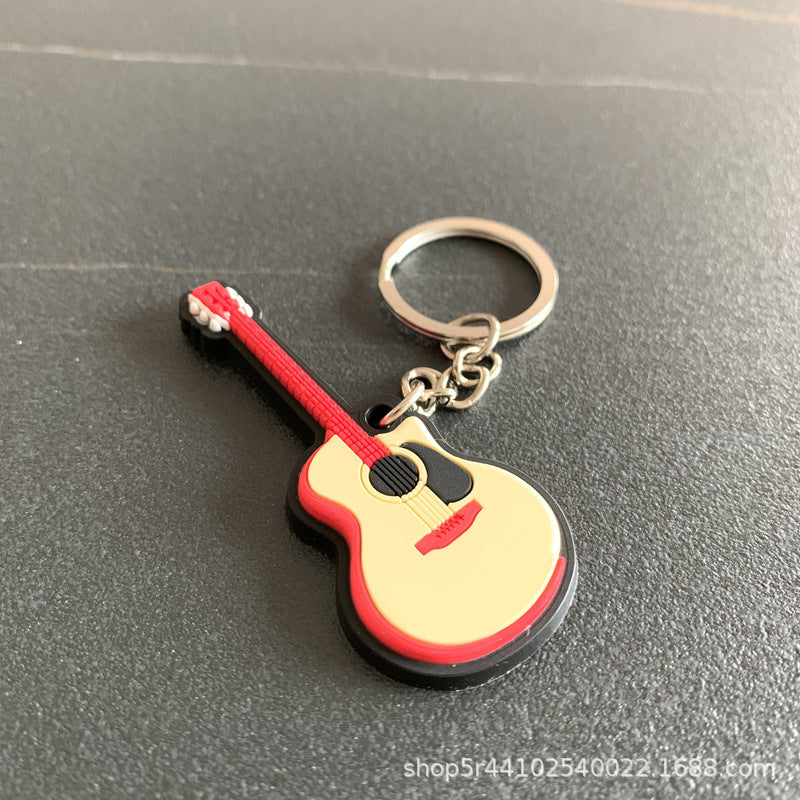 Wholesale Chinese Style Cartoon Guitar Keychain Pendant PVC Resin Epoxy Finish Ukulele Bag Charm Gift