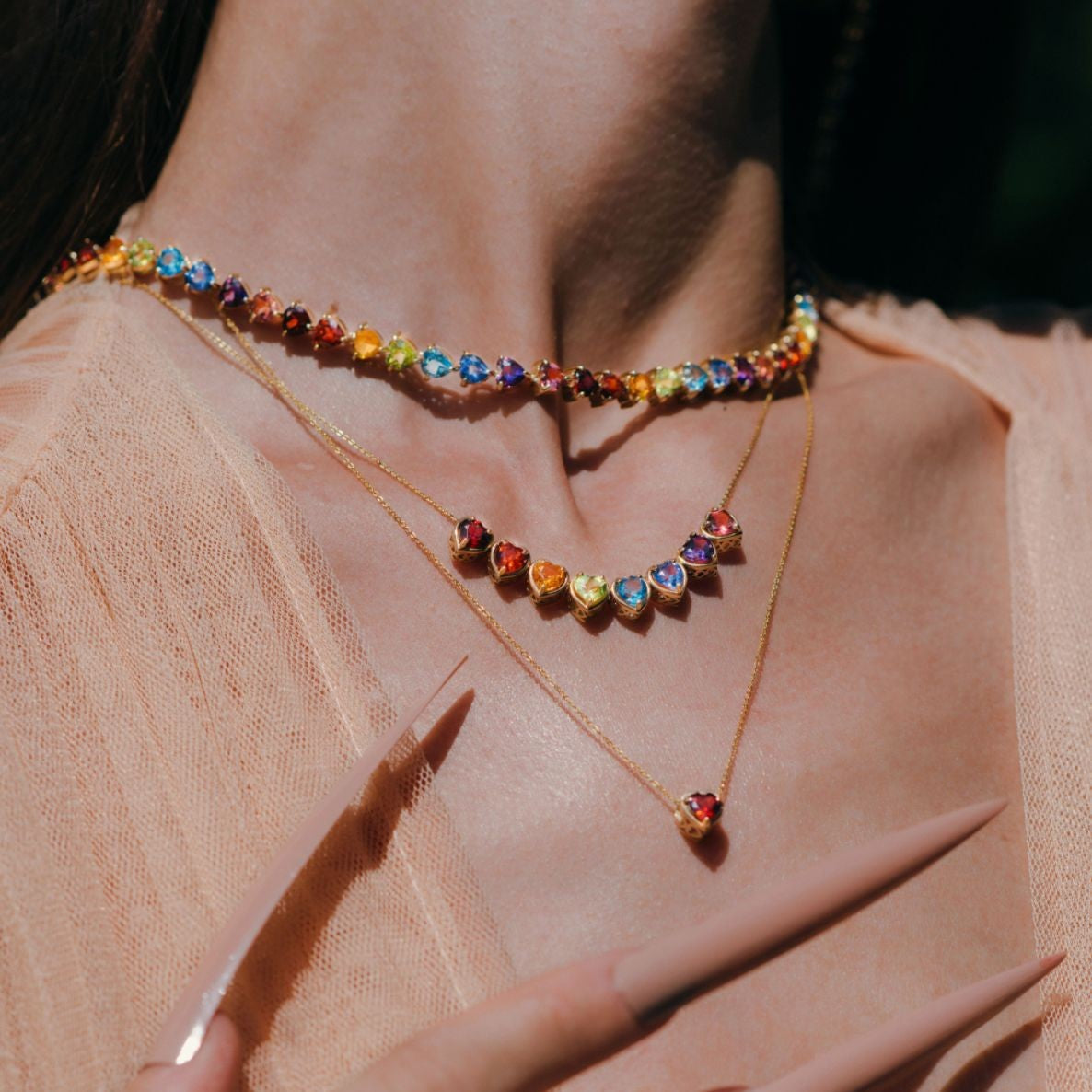 Wholesale Candy DIY Accessories Slidable Twelve Birthstone 18K Gold Necklaces