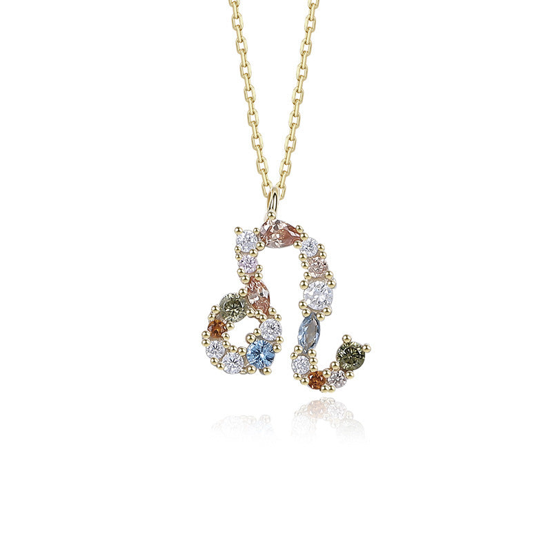 Wholesale 925 Sterling Silver Rainbow 12 Zodiac Necklace ACC-NE-YuanFan006