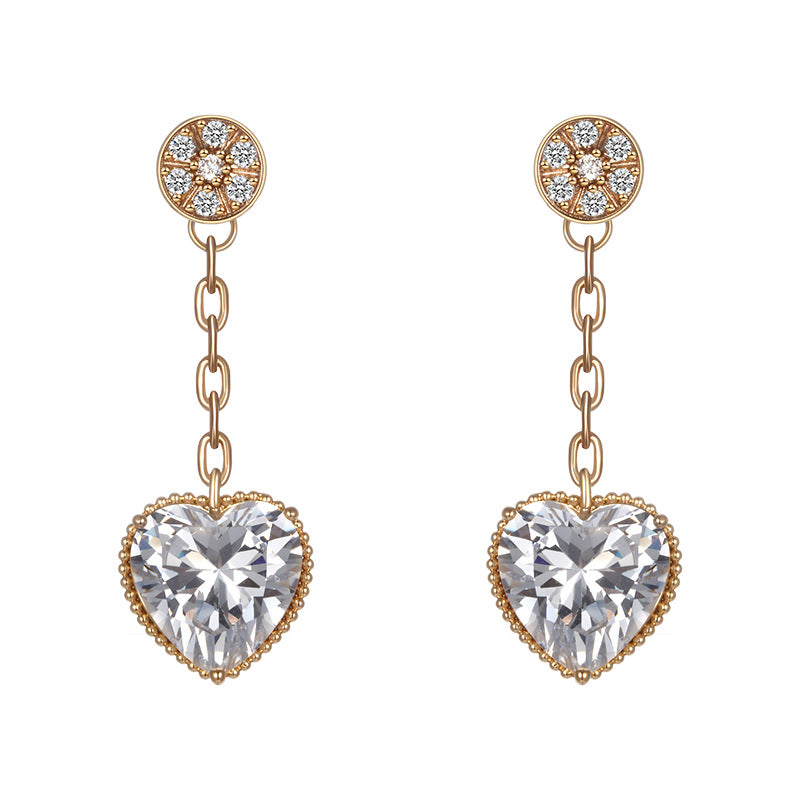 Wholesale  Love Earrings Alloy Diamond Heart-shaped Earrings