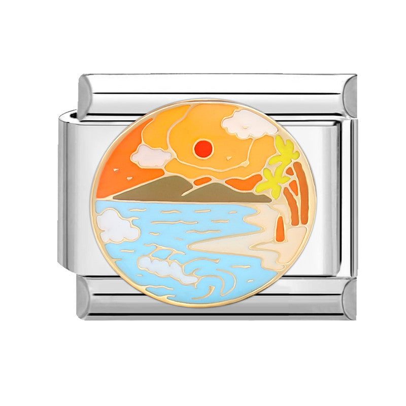 Wholesale  Italian Charm Bracelet 9mm DIY Splicing Removable Orange Holiday Collection Titanium Steel  Composable Bracelet