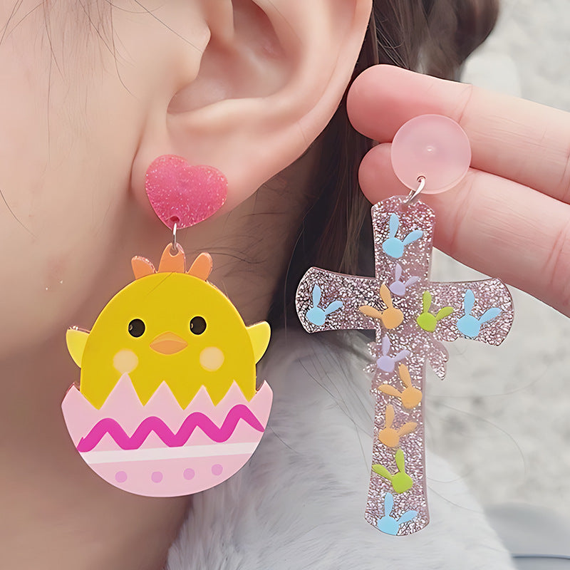 Wholesale 2PCS Acrylic Easter Bunny Egg Earrings