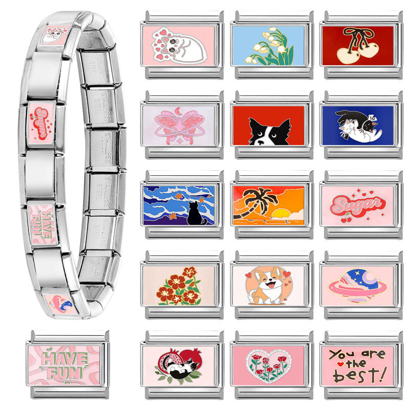Wholesale 9mm Italian Charm Starter Bracelets DIY Cute Animal Stainless Steel Composable Bracelet