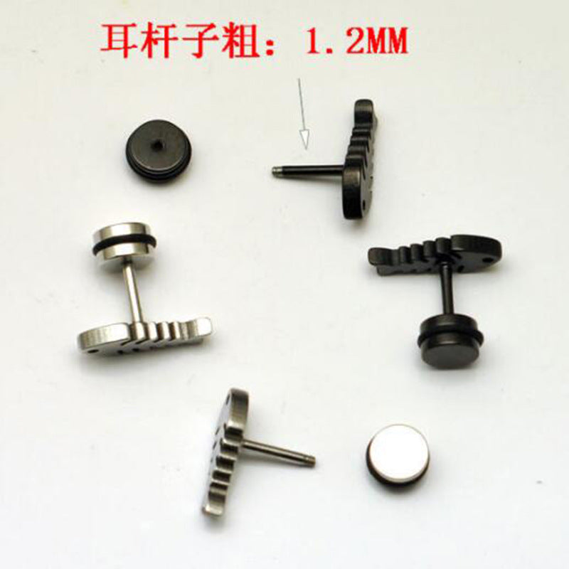 Wholesale Fish Bone Design Titanium Steel Earrings Men' s Simple Fashion Accessory