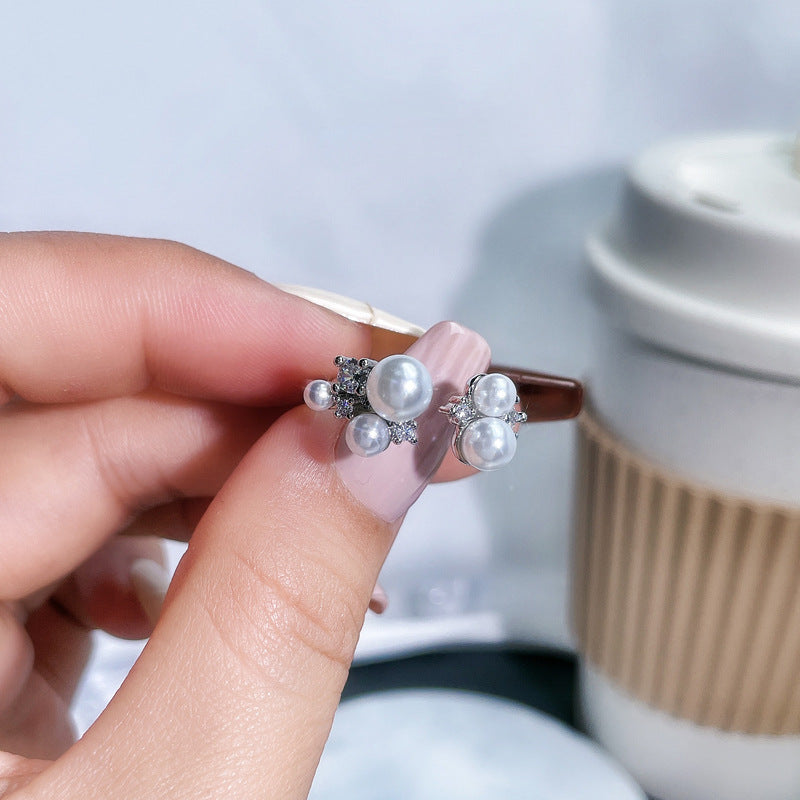 Wholesale Pearl  light luxury butterfly open ring