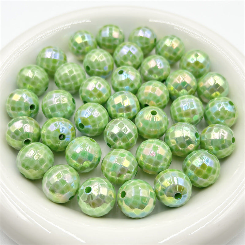 Wholesale of 10pcs 16mm UV Plated Acrylic Plaid Beads DIY Beaded Pen Accessories ACC-BDS-JFei001
