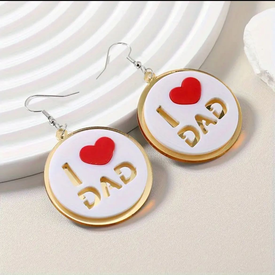 Wholesale Mother's Day Father's Day Round Pendant Elegant Simple Acrylic Earrings ACC-ES-AnDao005