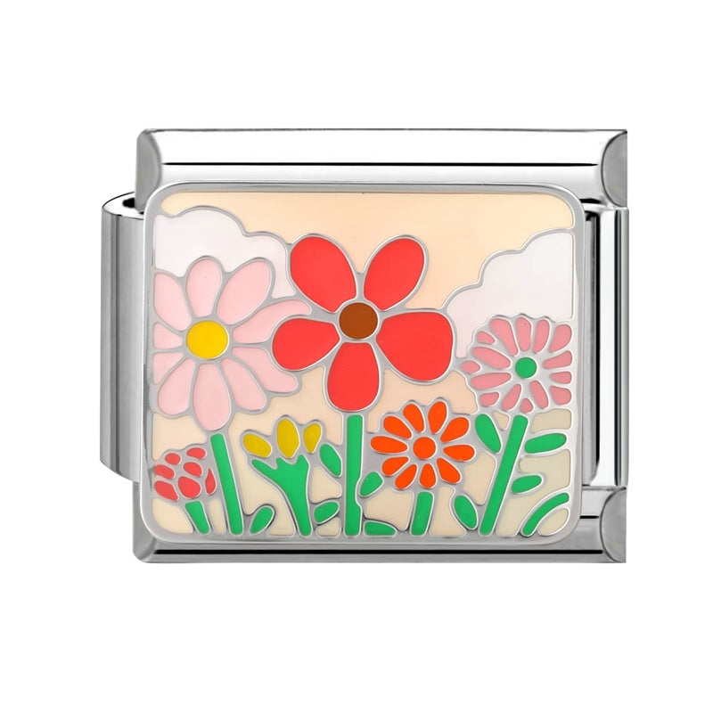 Wholesale  Italian Magic DIY Creative Steel Base Flower Module  Handmade Craft Charms