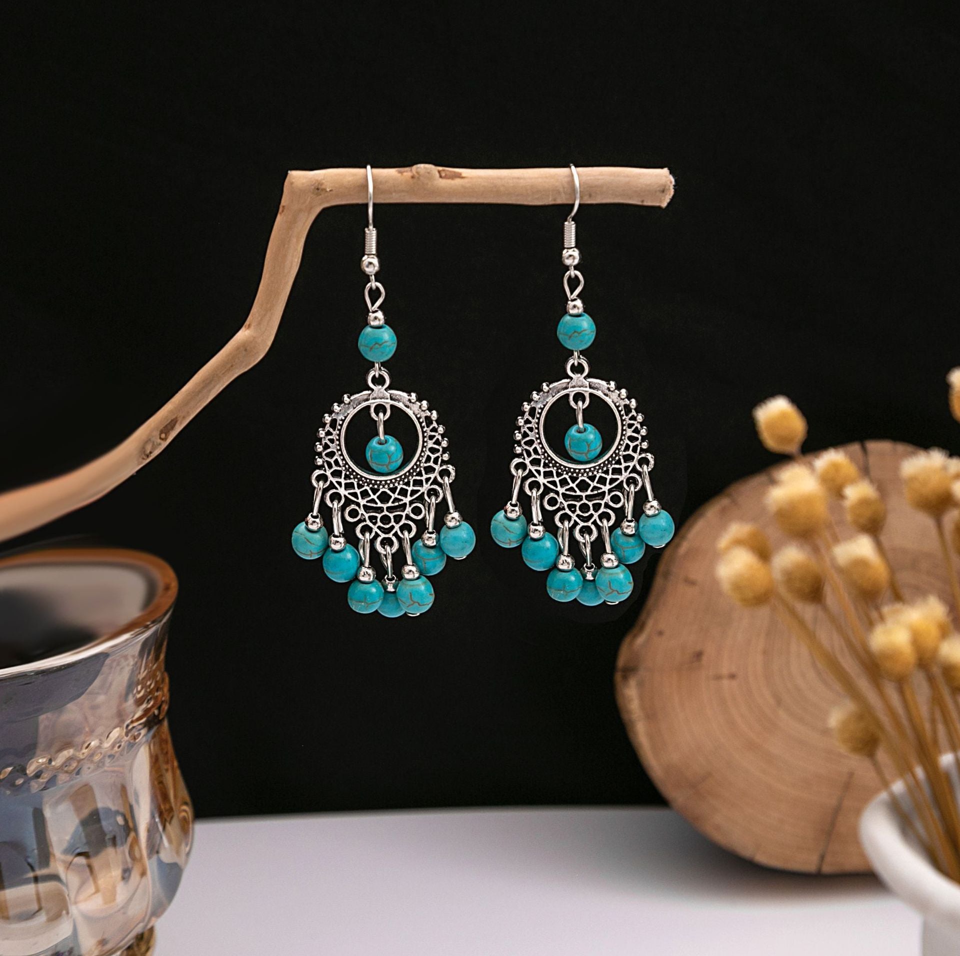 Wholesale Alloy Drop Earrings,  Red Tassel Bohemian Style,  Boutique Resale Jewelry Accessory