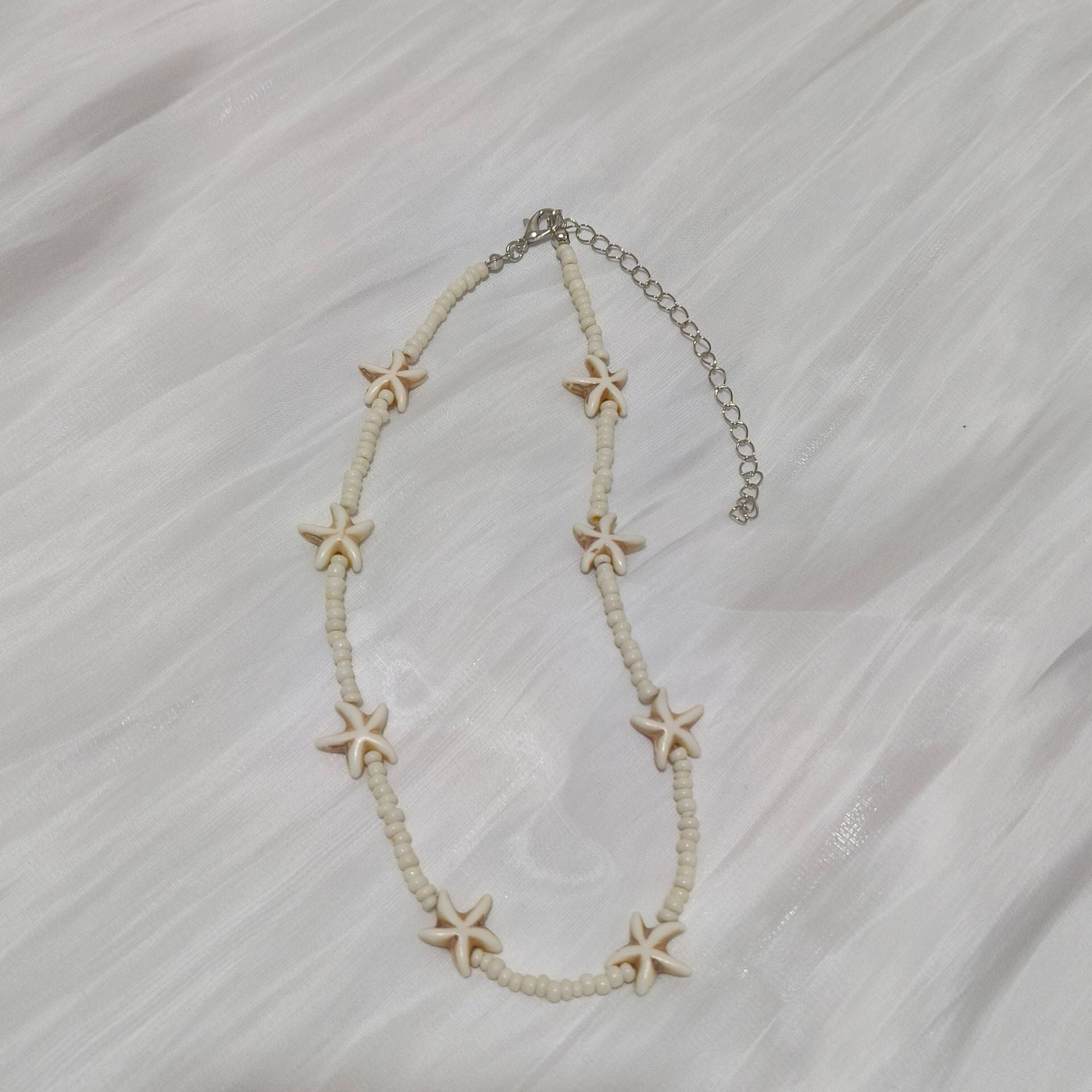 Wholesale  All-match Starfish Pendant Rice Beaded Necklace