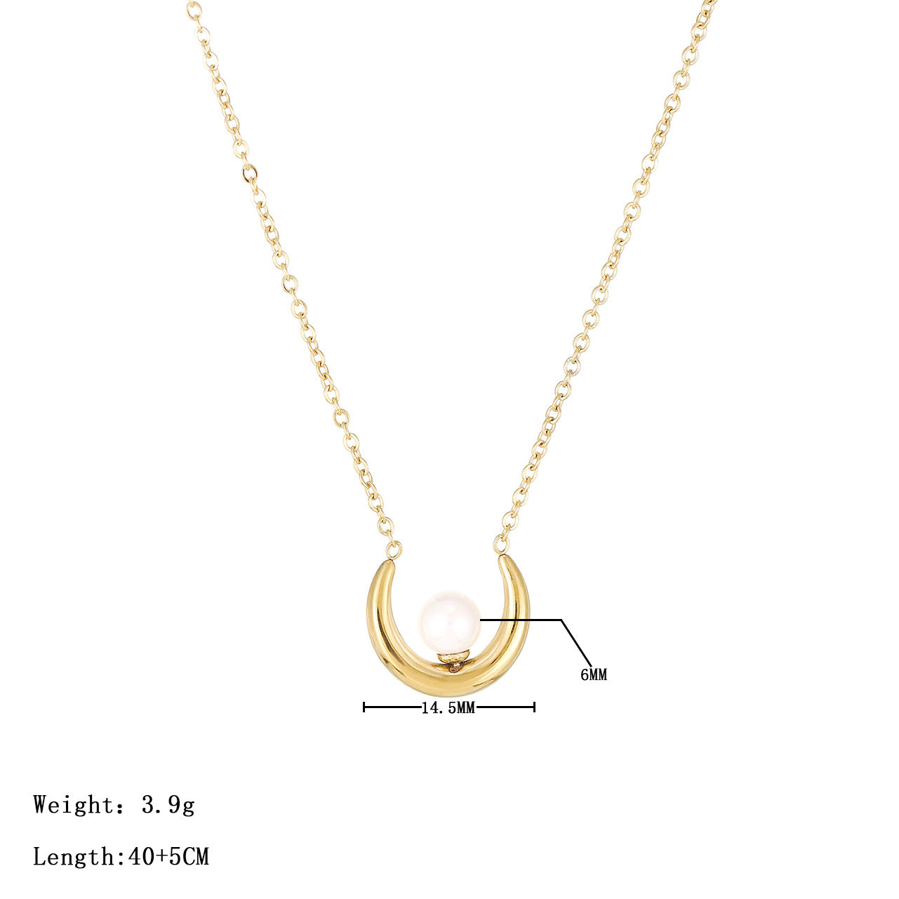 Wholesale Titanium Steel Pearl Crescent Clavicle Necklace