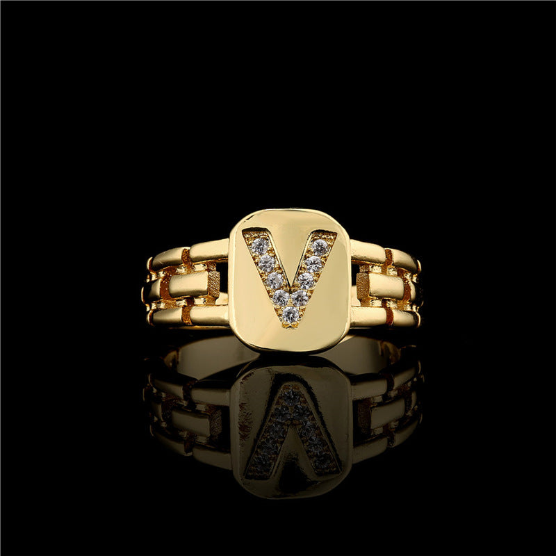 Wholesale 26 Letters Open Adjustable Ring ACC-RS-AoGu007