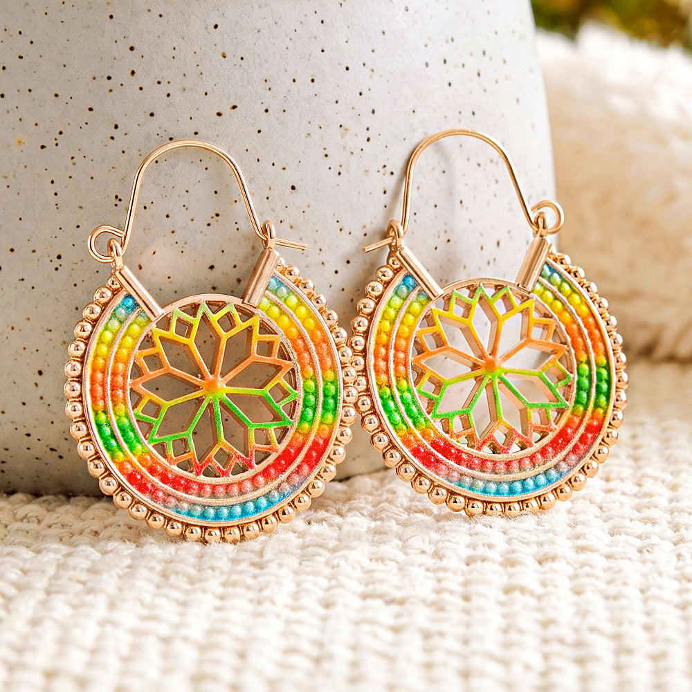 Wholesale Gold-Tone Zinc Alloy Bohemian Hollow-Out Earrings,  Fashion Accessory for Party Wear