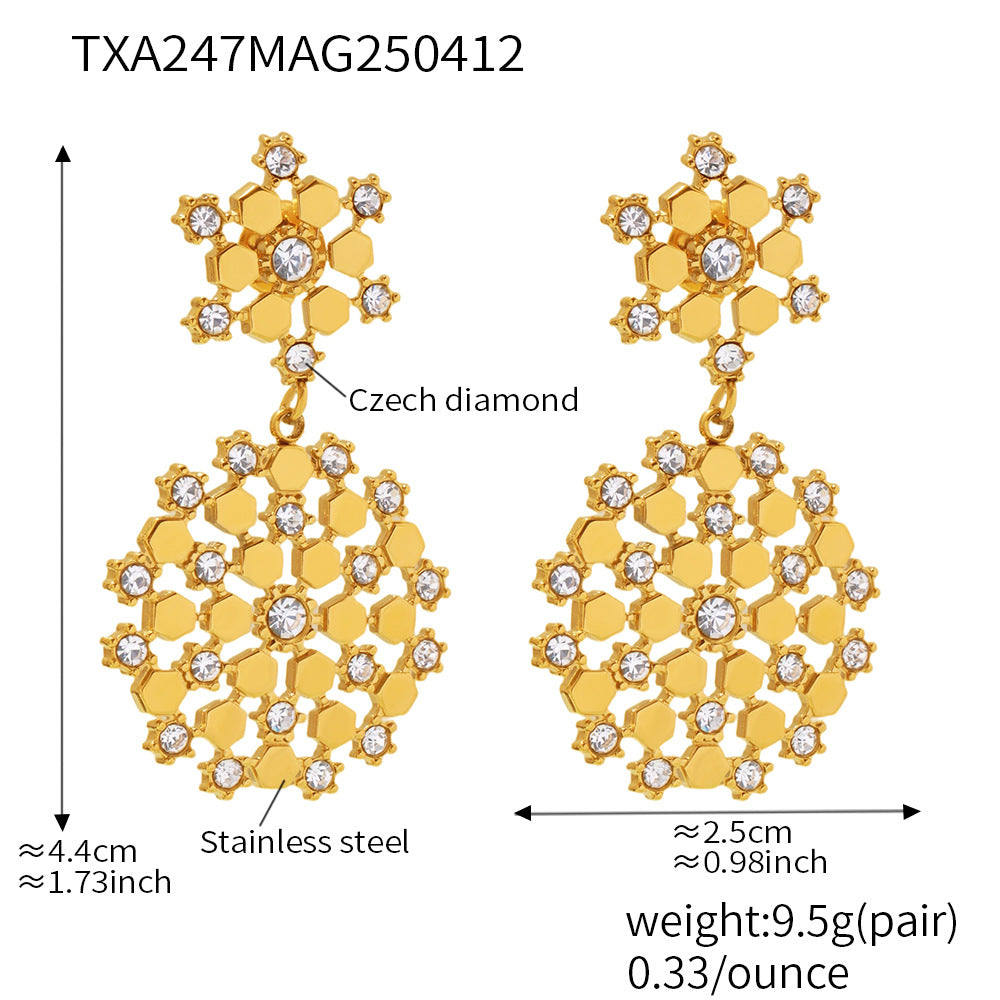 Wholesale  Stainless Steel Snowflake Czech Diamond Pendant Necklace