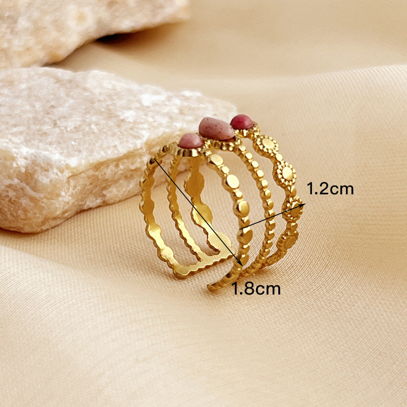 Wholesale Vintage Natural Stone Stainless Steel Rings ACC-RS-YuSen001
