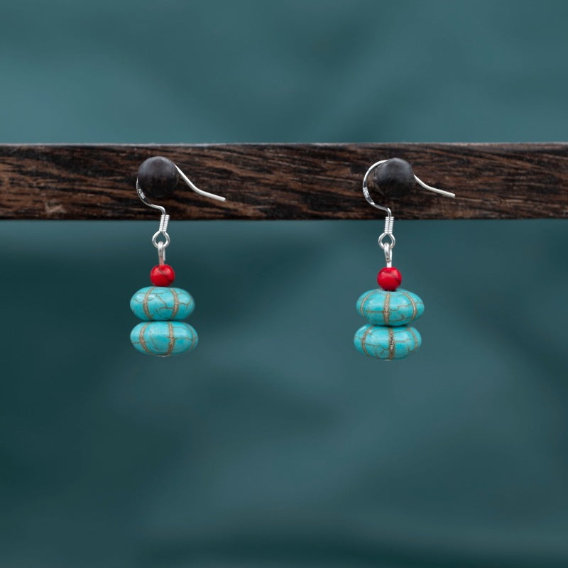 Wholesale Mixed Material Turquoise Earrings Ethnic Style Jewelry Accessory for Boutique Resale