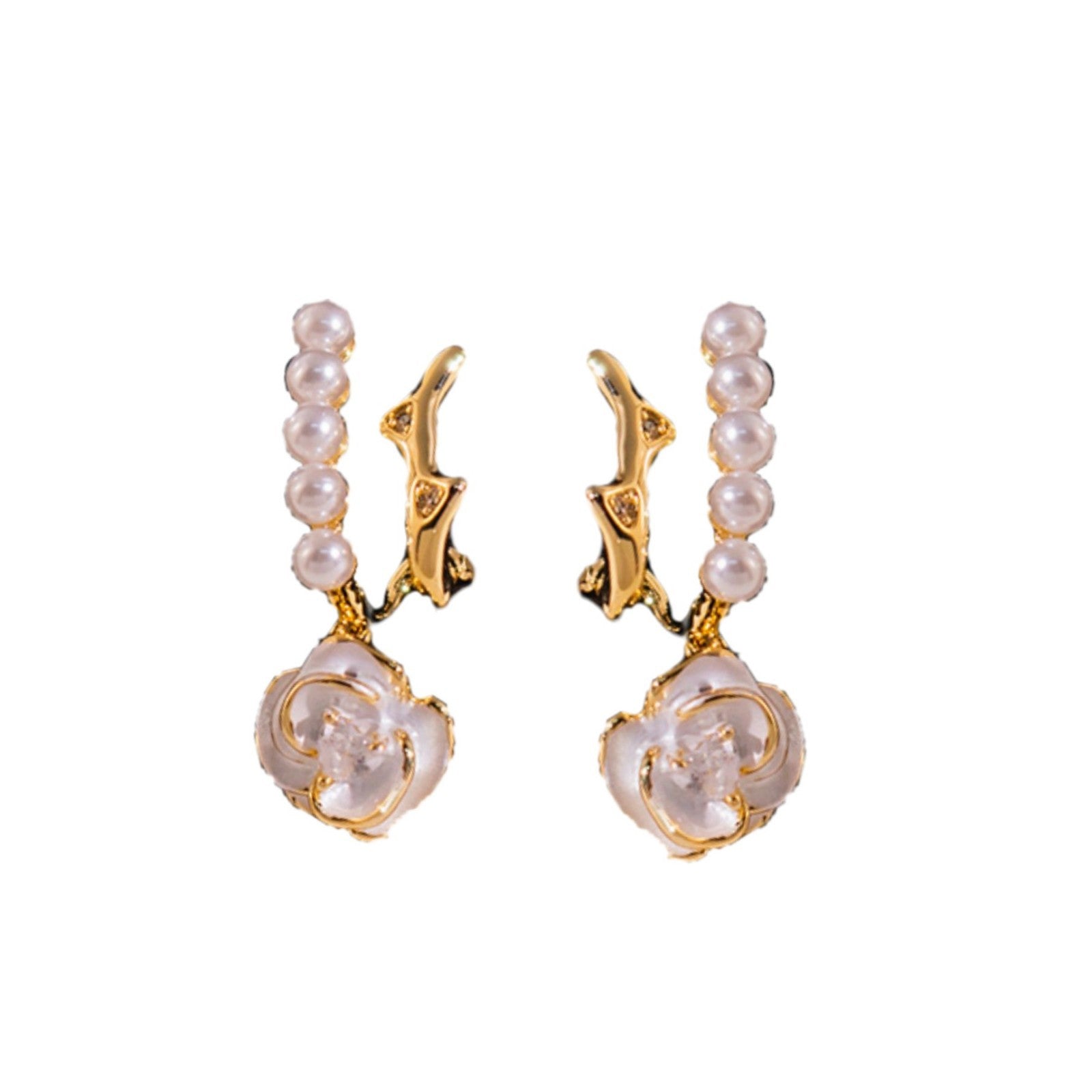 Wholesale  Light Luxury Zircon Camellia Ear Stud  Earrings