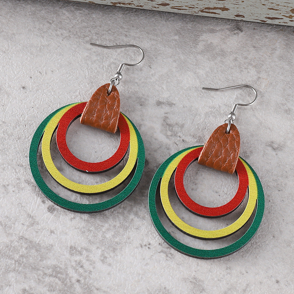 Wholesale Bohemian hoop hollow drop earrings