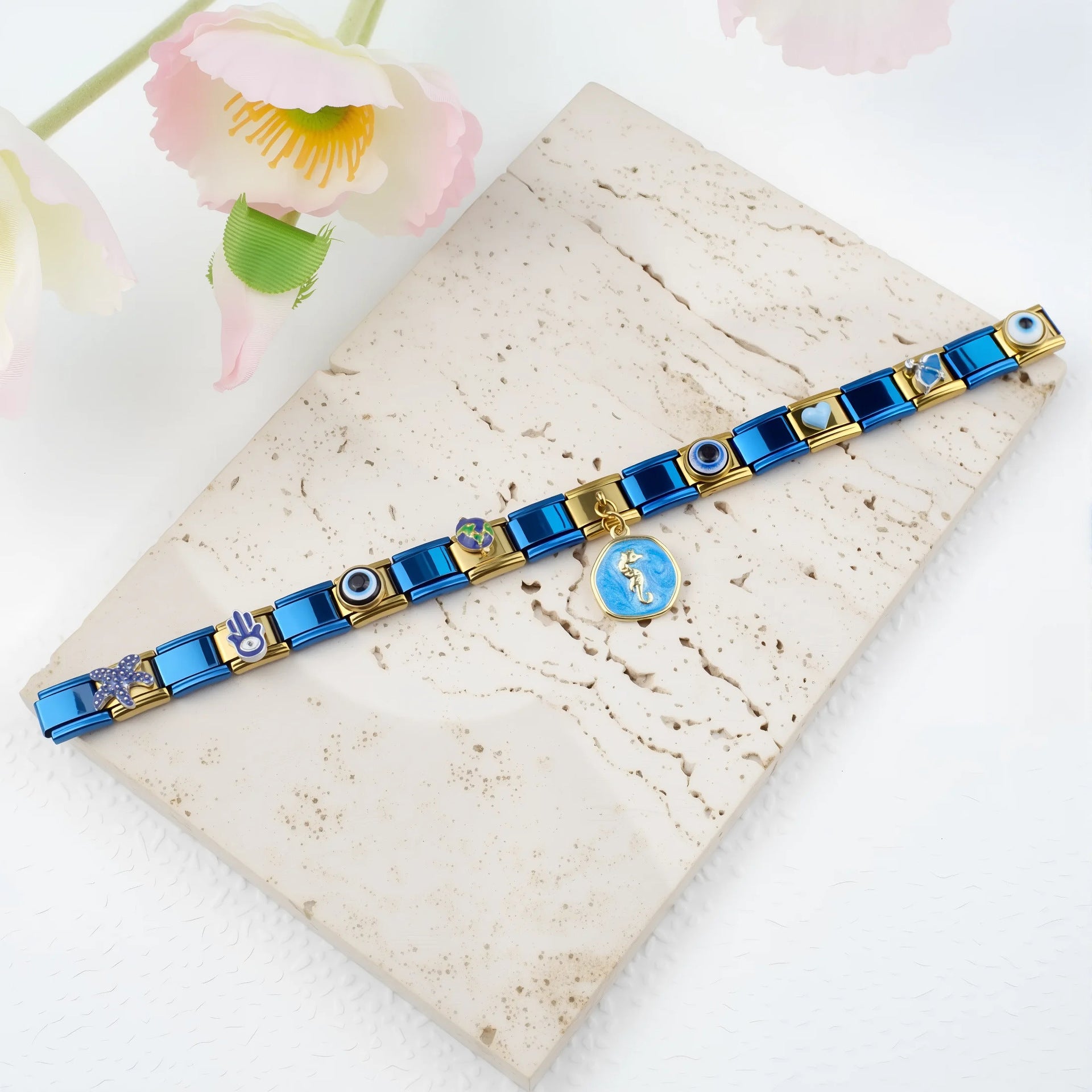 Wholesale Italian Charm Bracelet 9mm DIY Splicing Color Stainless Steel Composable Bracelet