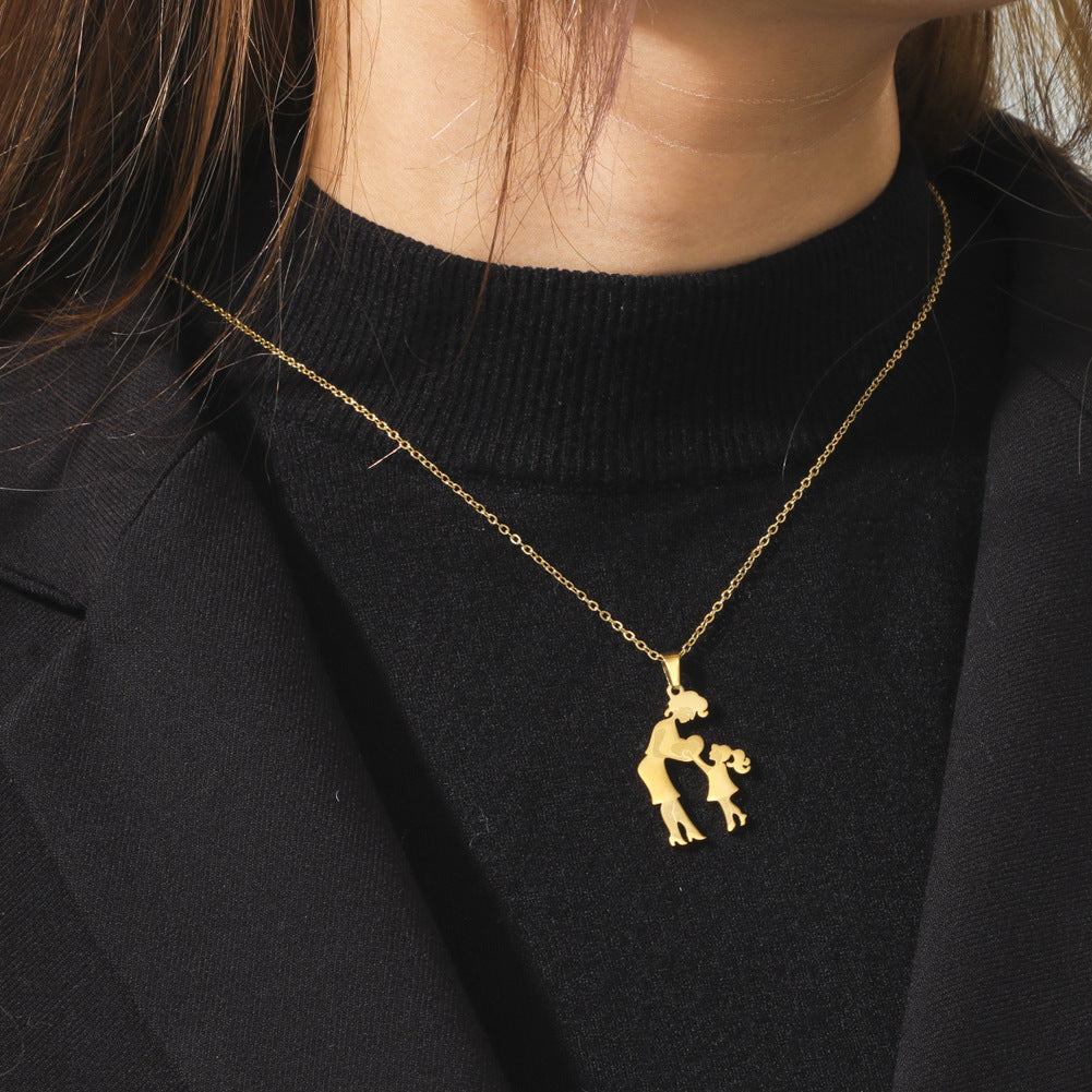 Wholesale Mother's Day MAMA Daughter Stainless Steel Necklace ACC-NE-QiJu001