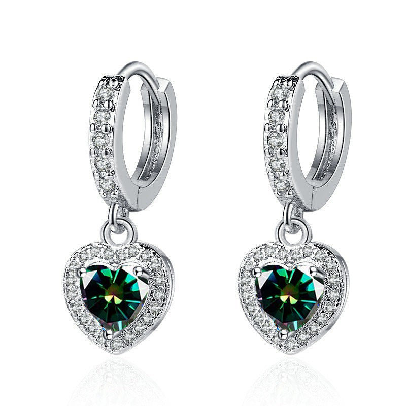Wholesale copper inlaid zircon heart earrings