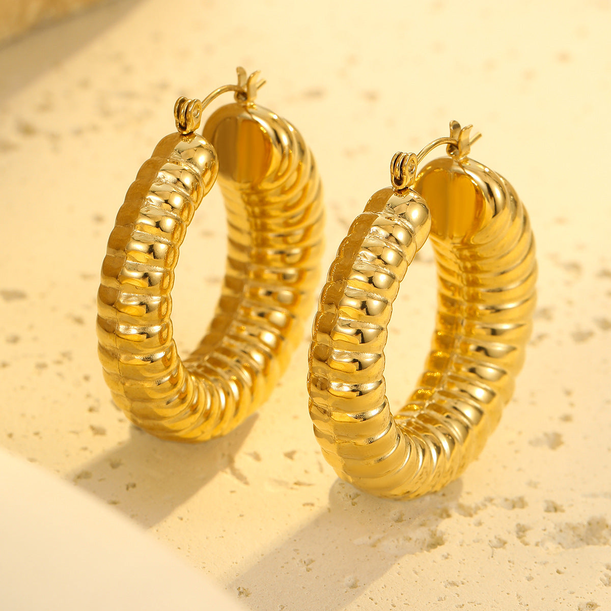 Wholesale Retro 18K Gold Plated Stainless Steel Earrings