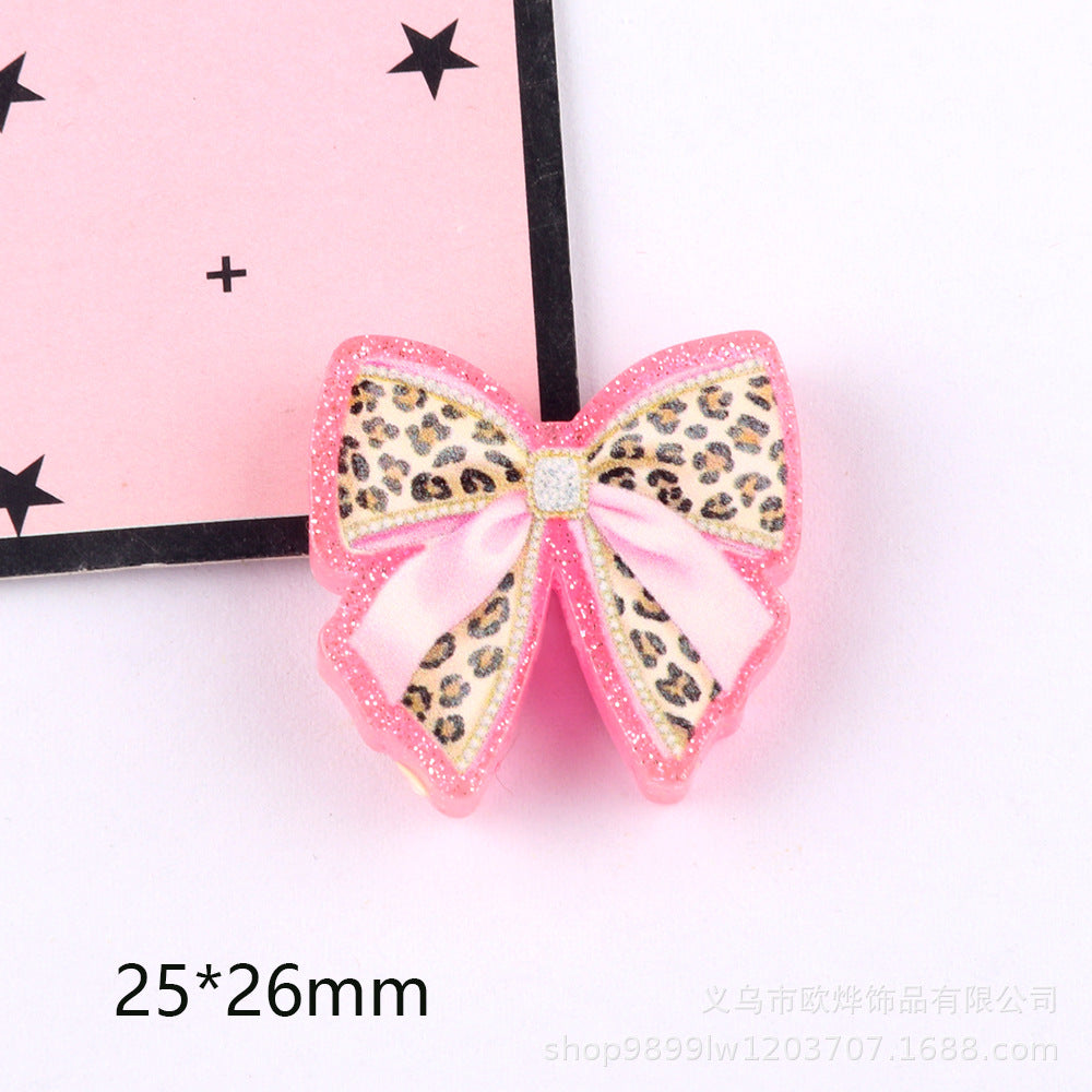 Wholesale 5pcs Acrylic Bow Straight Hole Cartoon Beads