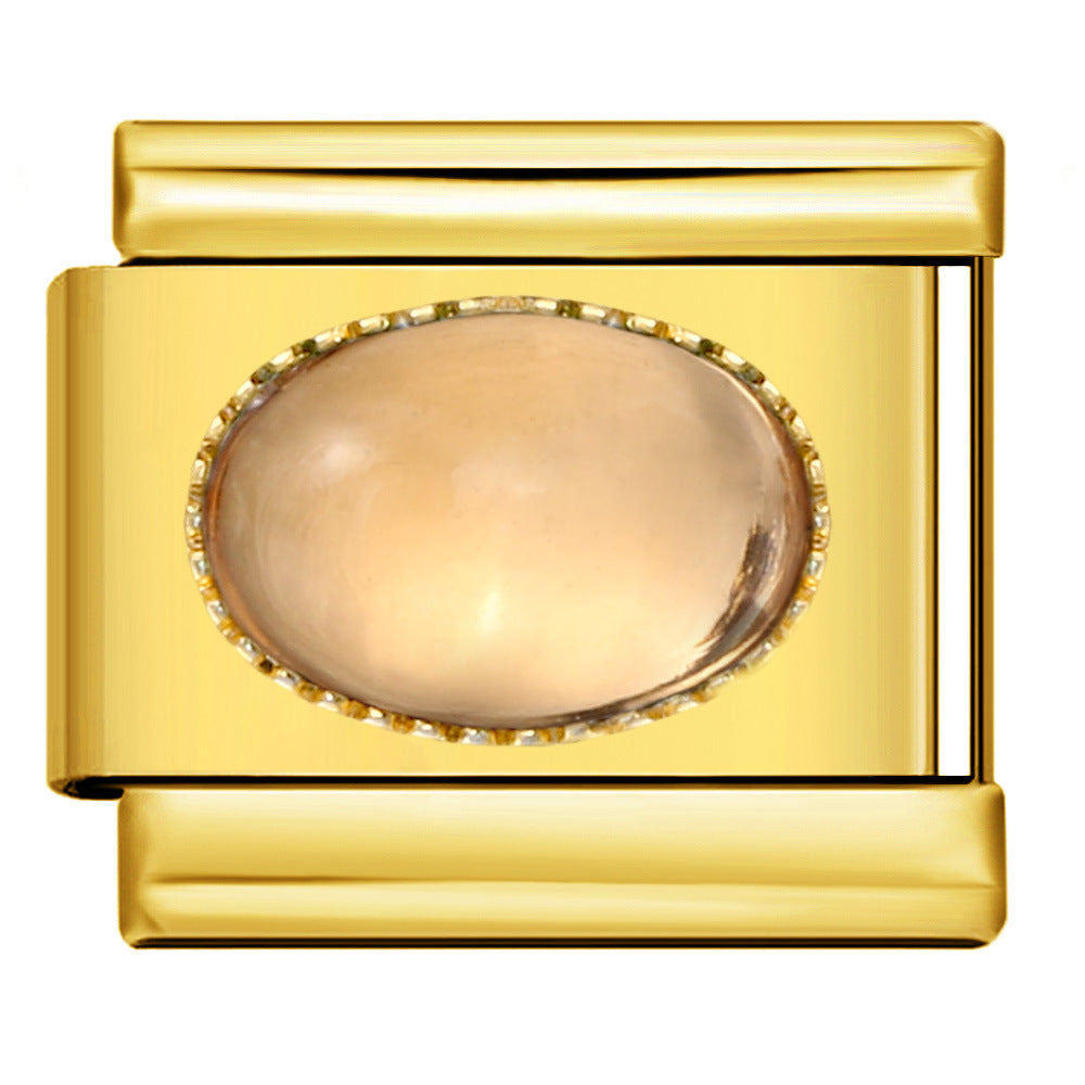 Wholesale Italian Charm Bracelet 9mm DIY Splicing Removable Micro-paved Oval Color Stone Stainless Steel Composable Bracelet