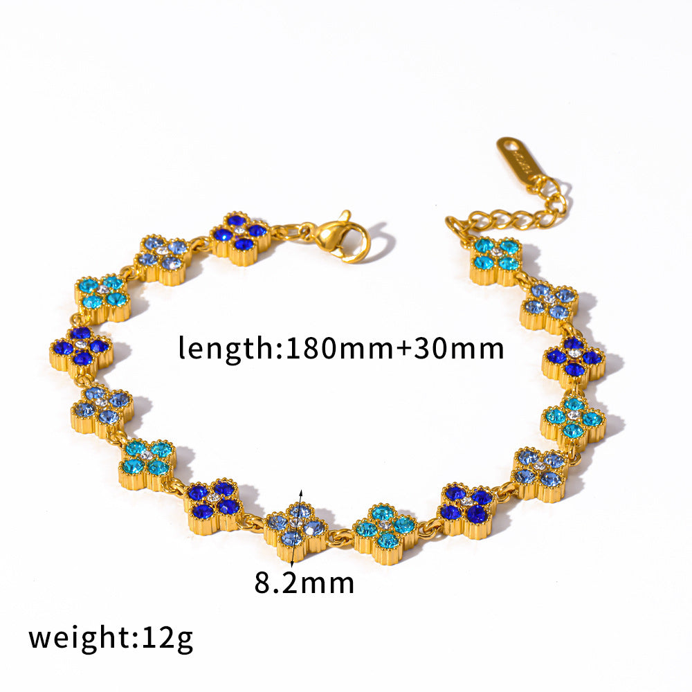 Wholesale Stainless steel bracelet inlaid with colored diamonds light luxury and high-end feel