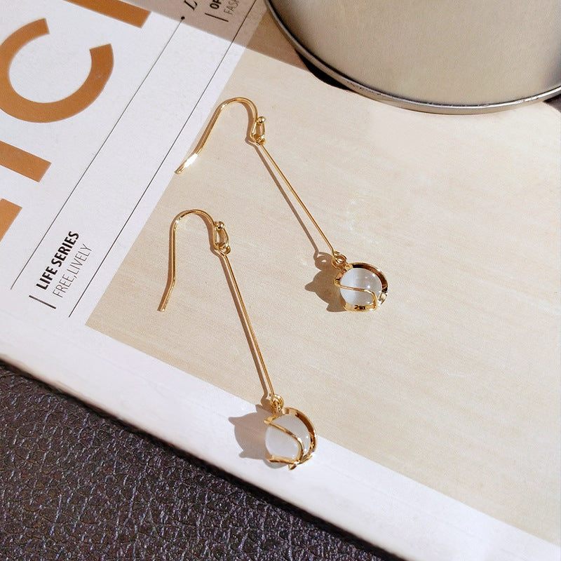 Wholesale S925 silver needle Opal tassel long light luxury  earrings